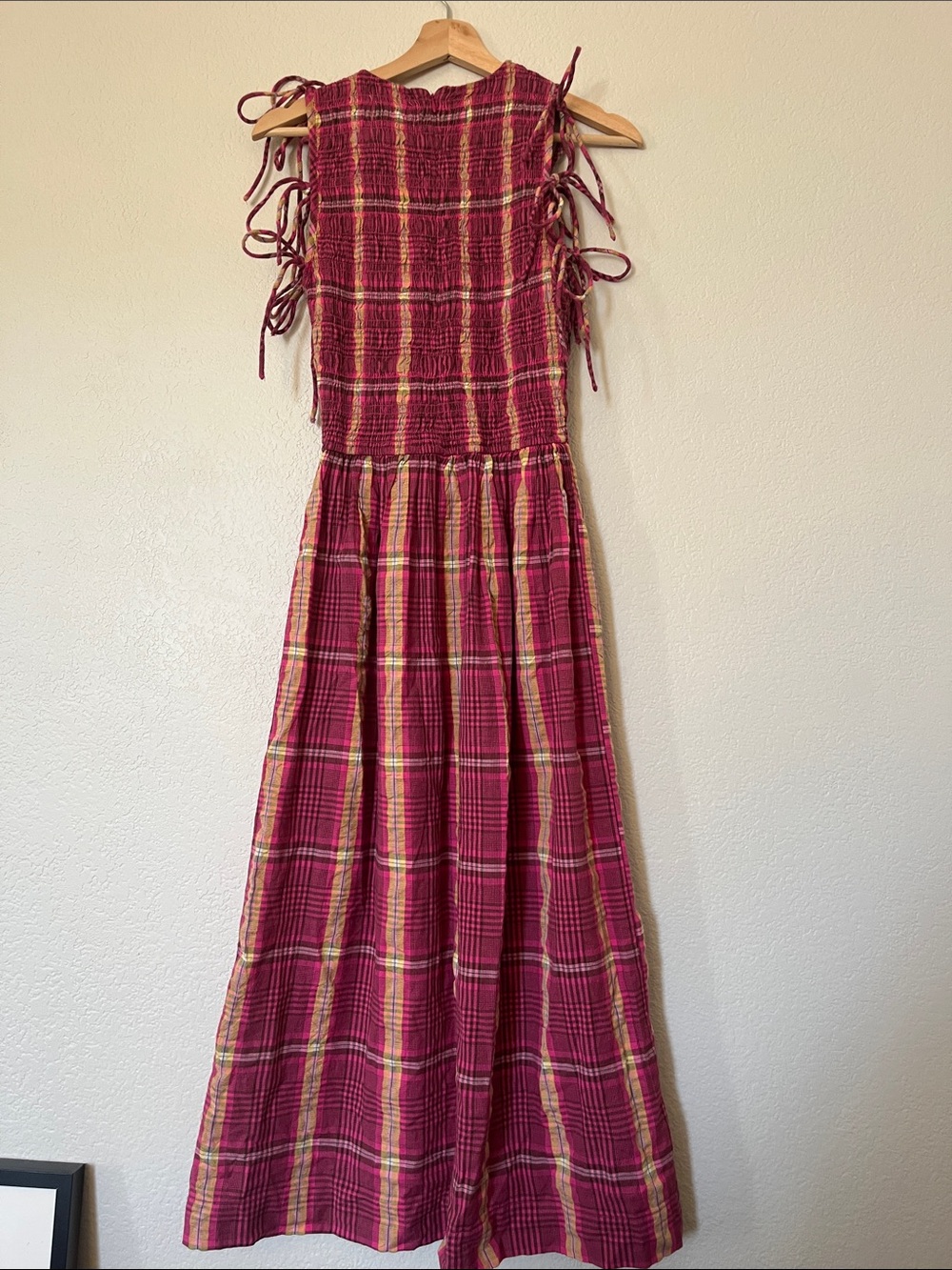 Damson Madder Becca Plaid Smocked Midi Dress - Picture 3 of 9